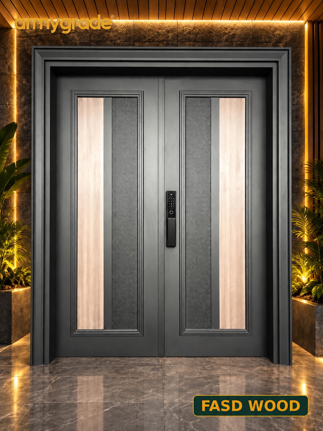 Armygrade FASD WOOD fully aluminium safety door